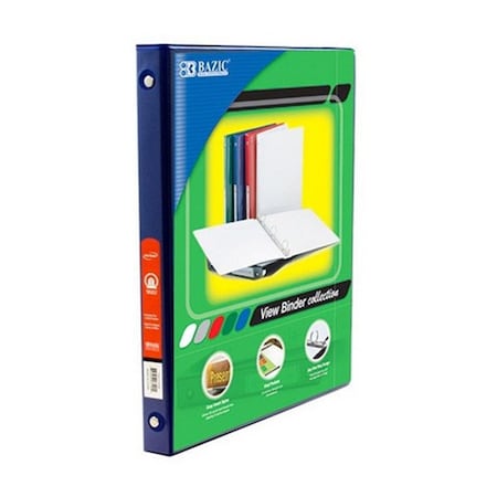 Bazic Products Bazic 1/2in Blue 3-Ring View Binder w/2-Pockets, 12PK 3190